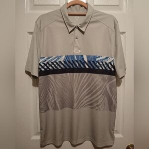 Oakley Premier Palm Light Gray Golf Polo Shirt Men's Size M
